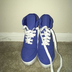 Payton Royal Blue/White Chunky Heel Booties